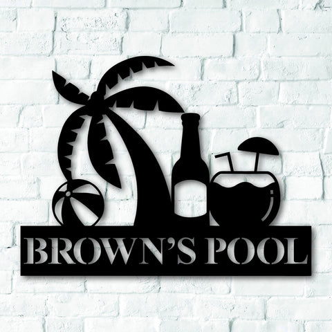 Aeticon PrintPrint Personalized Family Pool Metal Sign, Custom Metal Pool Sign, Home Pool Sign, Metal Wall Decor, Metal Wall Art, Metal Sign Laser Cut Metal Signs Custom Gift Ideas
