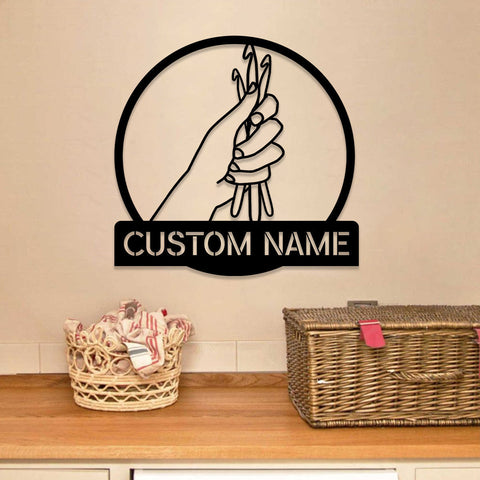 Personalized Crochet Knitting Metal Sign, Wedding, Anniversary Gift For Her, Mother, Grandma, Metal Laser Cut Metal Signs Custom Gift Ideas