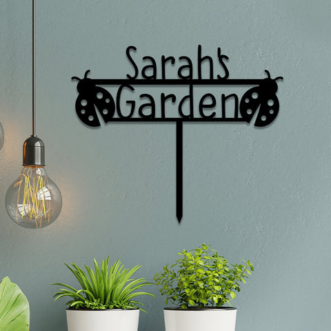 Ladybug Metal Garden Sign, Custom Garden Stake, Home Decor, Wedding Art Gift For Her, Gardening Lovers, Metal Laser Cut Metal Signs Custom Gift Ideas