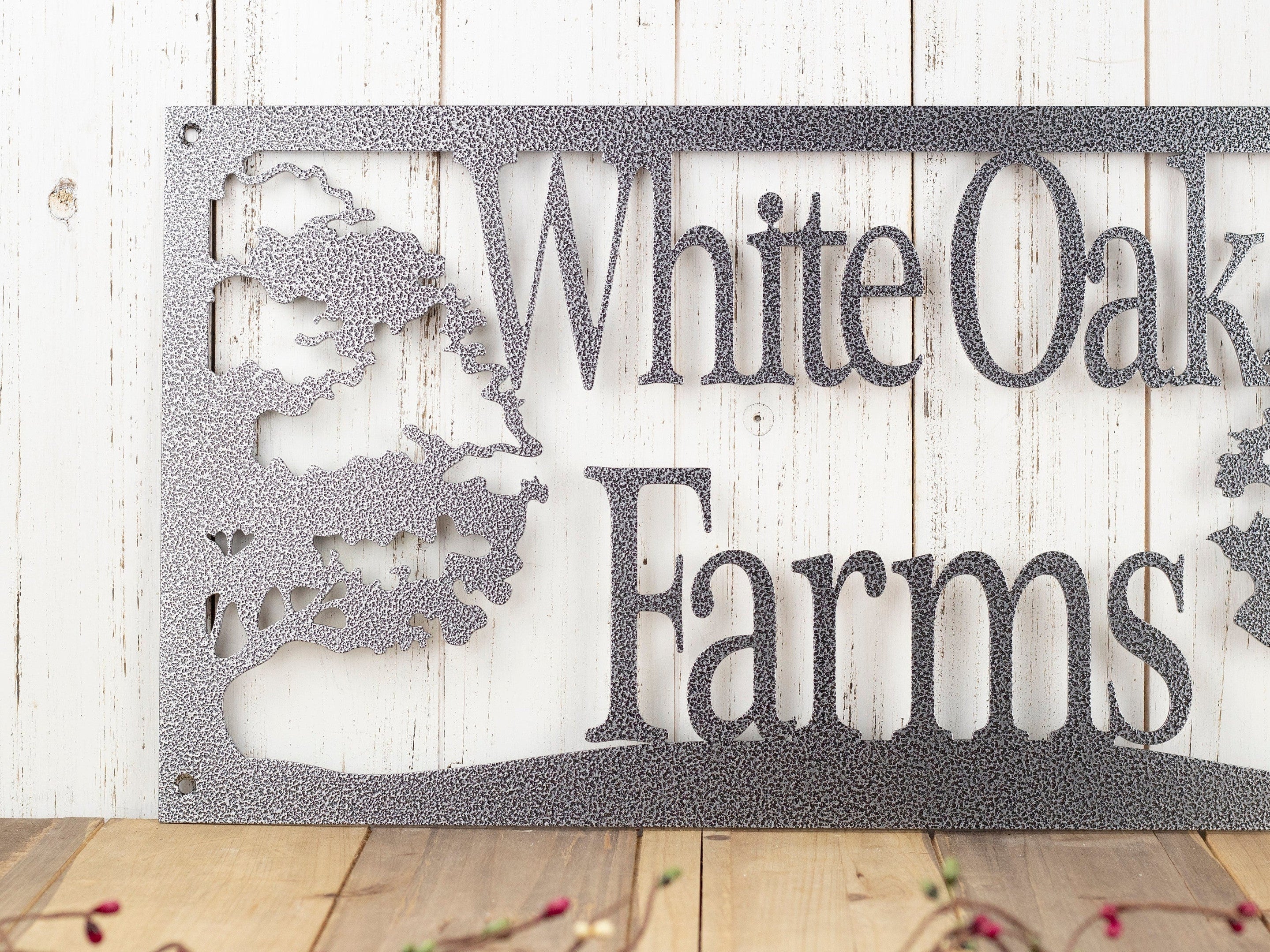 Custom Metal Sign, Oak Tree, Personalized Sign, Outdoor Sign, Custom Sign, Rustic, Metal Wall Art, Silver Vein Is Shown, Laser Cut Metal Signs Custom Gift Ideas