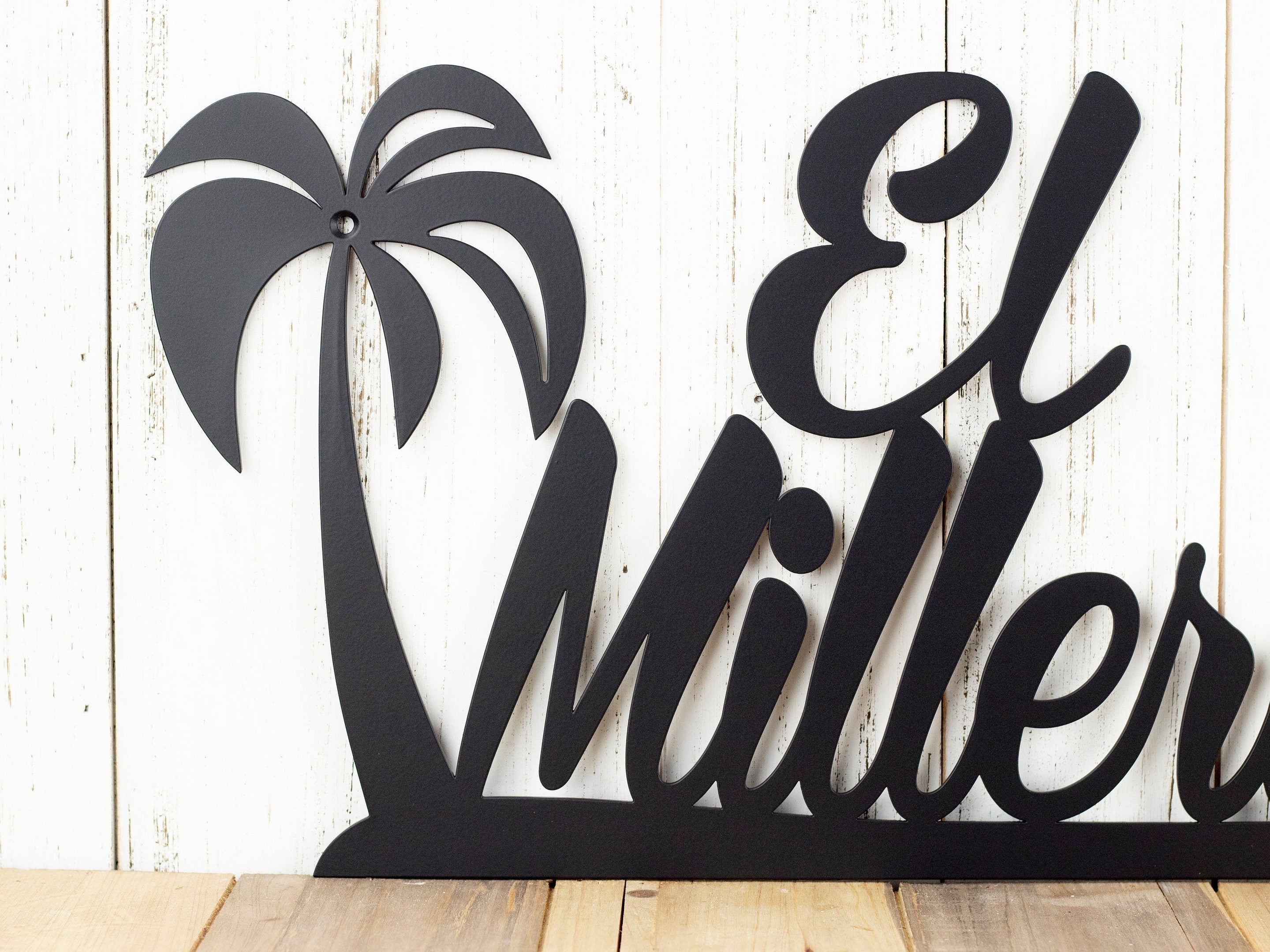 Palm Tree Custom Name Sign, Metal Wall Art, Beach Decor, Outdoor Sign, Metal Sign, Custom Sign, Matte Black Is Shown, Laser Cut Metal Signs Custom Gift Ideas