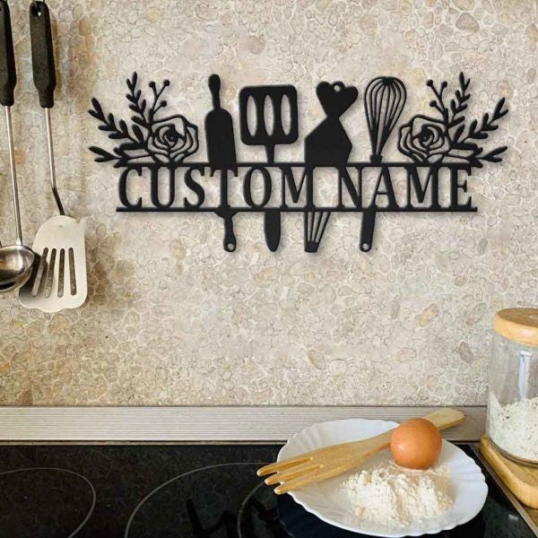 Baking Lover Personalized Metal Wall Decor, Cut Metal Sign, Metal Wall Art, Metal House Sign, Metal Laser Cut Metal Signs Custom Gift Ideas