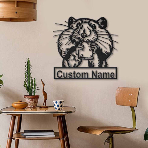 Personalized Hamster Monogram Metal Sign Art, Custom Hamster Metal Sign, Animal Funny, Father's Day Gift, Pets Gift, Birthday Gift, Laser Cut Metal Signs Custom Gift Ideas