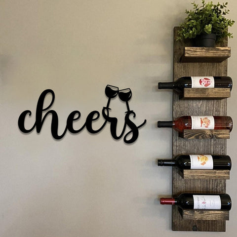 Personalized Cheers Wine Glass Metal Bar Sign, Metal Laser Cut Metal Signs Custom Gift Ideas