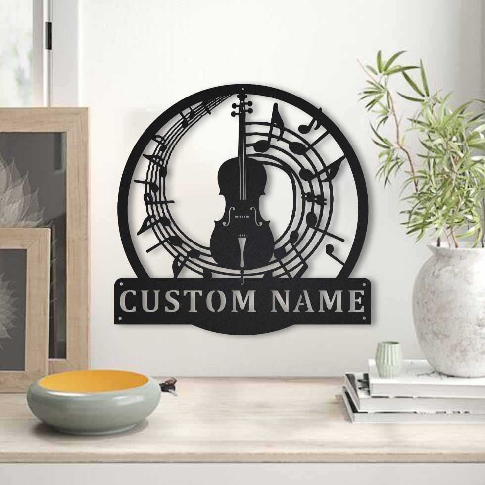 Personalized Cello Monogram Metal Sign Art, Custom Cello Monogram Metal Sign, Cello Music Gifts For Men, Musical Instrument, Laser Cut Metal Signs Custom Gift Ideas