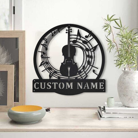 Personalized Cello Monogram Metal Sign Art, Custom Cello Monogram Metal Sign, Cello Music Gifts For Men, Musical Instrument, Laser Cut Metal Signs Custom Gift Ideas