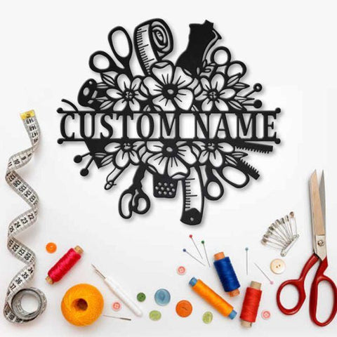 Personalized Sewing Metal Wall Decor, Cut Metal Sign, Metal Wall Art, Metal House Sign, Metal Laser Cut Metal Signs Custom Gift Ideas