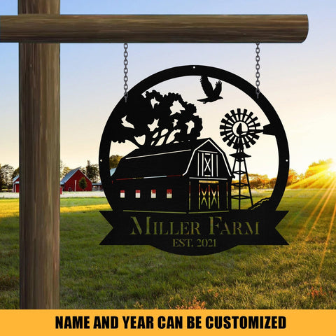 Personalized Metal Farm Sign Barn Windmill Monogram, Metal Laser Cut Metal Signs Custom Gift Ideas