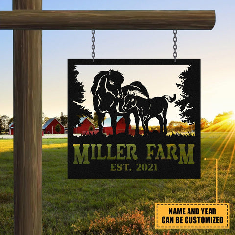 Metal Farm Sign Miniature Horse Monogram, Custom Outdoor, Ranch, Stable, Barn, Metal Laser Cut Metal Signs Custom Gift Ideas