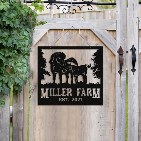 Metal Farm Sign Miniature Horse Monogram, Custom Outdoor, Ranch, Stable, Barn, Metal Laser Cut Metal Signs Custom Gift Ideas