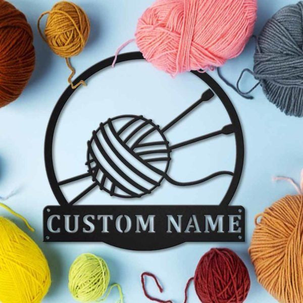 Personalized Crochet Monogram Metal Wall Decor Iv, Cut Metal Sign, Metal Wall Art, Metal House Sign, Metal Laser Cut Metal Signs Custom Gift Ideas