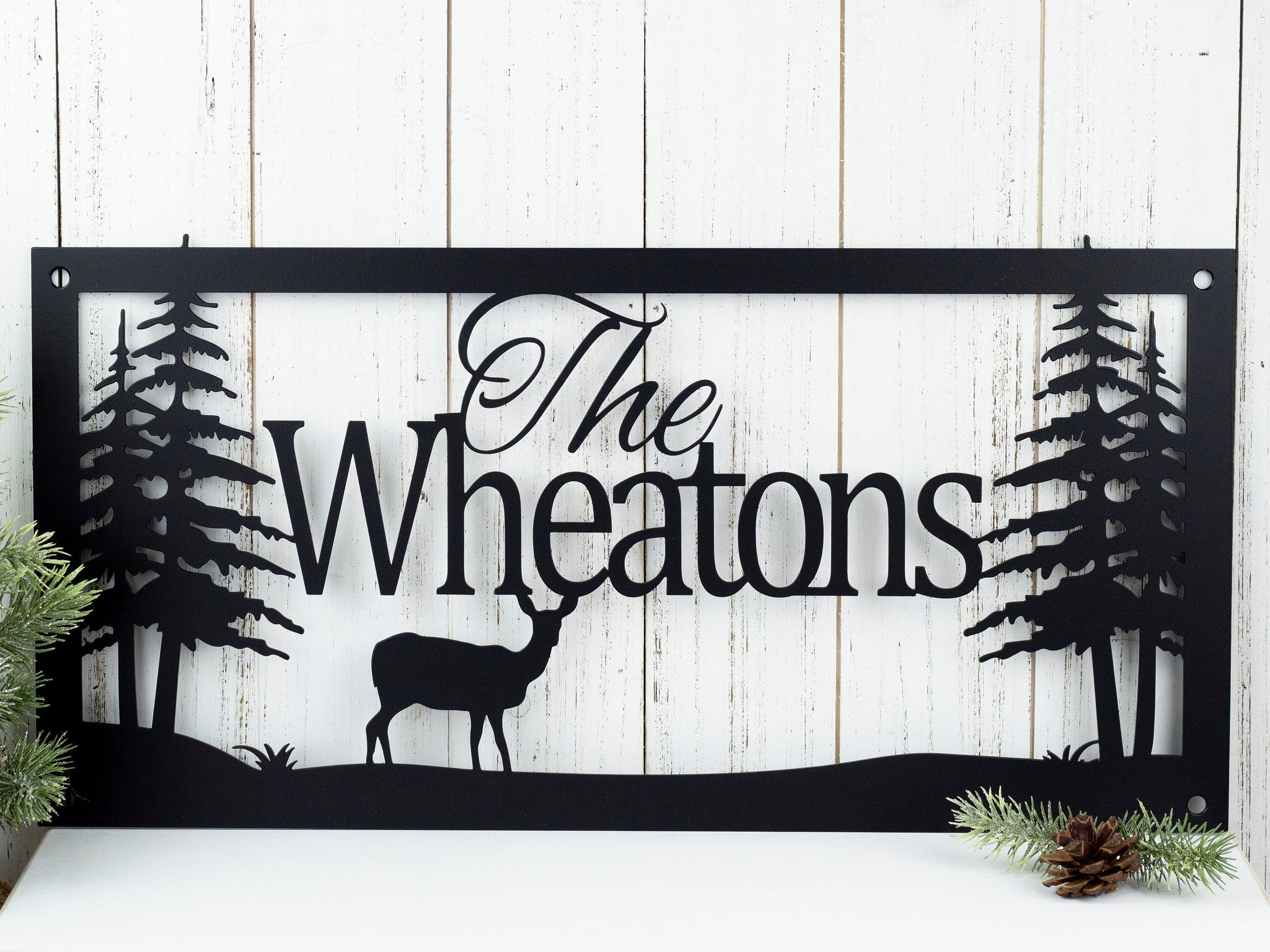 Custom Family Name And Address Metal Sign, Family Last Name, Deer, Rustic, House Numbers, Metal Wall Art, Outdoor Sign, Custom Name, Laser Cut Metal Signs Custom Gift Ideas
