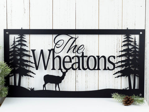 Custom Family Name And Address Metal Sign, Family Last Name, Deer, Rustic, House Numbers, Metal Wall Art, Outdoor Sign, Custom Name, Laser Cut Metal Signs Custom Gift Ideas
