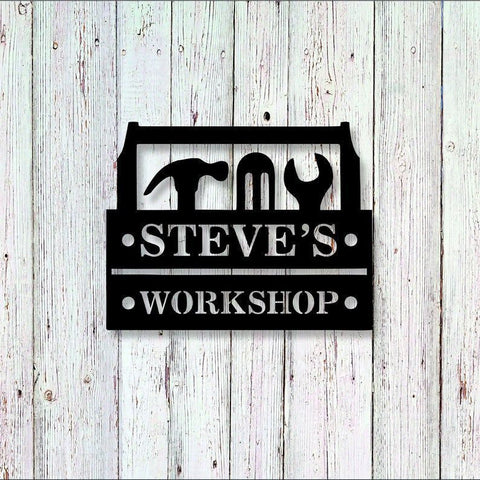 Personalized Metal Workshop Sign Wall Art, Cut Metal Sign, Metal Wall Art, Metal House Sign, Metal Laser Cut Metal Signs Custom Gift Ideas