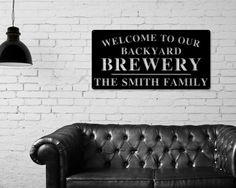 Aeticon PrintPrint Welcome To Our Backyard Brewery Sign, Personalized Brewery Sign, Home Brewery Sign, Backyard Decor, Welcome Sign, Personalized Sign, Metal Laser Cut Metal Signs Custom Gift Ideas