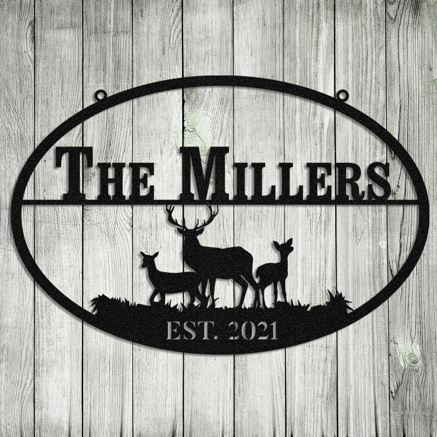 Personalized Deer Hunting Hunter Metal Sign Monogram, Custom Outdoor Farm, Cabin, Lodge, Camp, Art Gift For Him, Metal Laser Cut Metal Signs Custom Gift Ideas