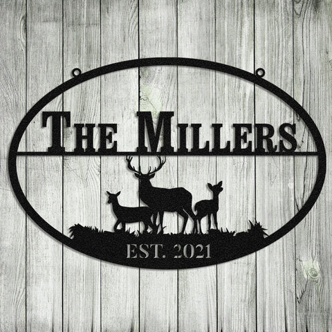 Personalized Deer Hunting Hunter Metal Sign Monogram, Custom Outdoor Farm, Cabin, Lodge, Camp, Art Gift For Him, Metal Laser Cut Metal Signs Custom Gift Ideas