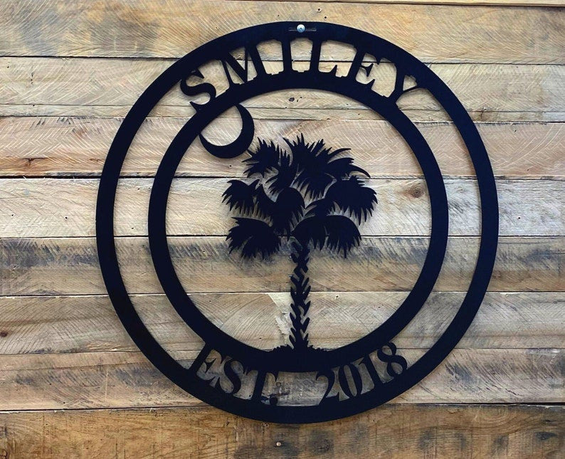 Monogram South Carolina Decor Palmetto Tree Decor South Carolina Sign Sc State Tree Metal Sign Handcrafted Metal Art Door Decor Decorations