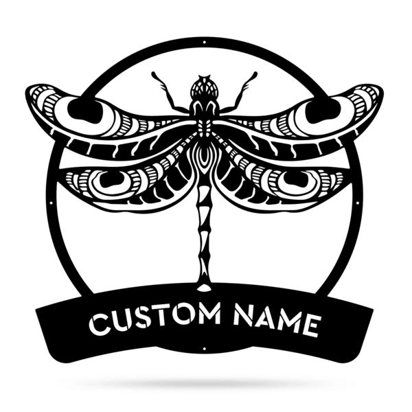 Dragonfly Monogram Cut Metal Sign Metal House Sign Decorations