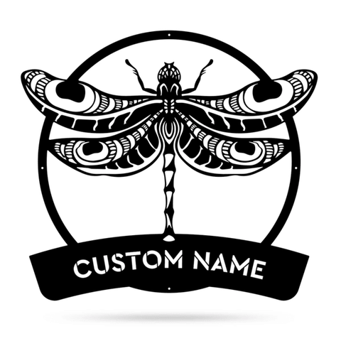 Dragonfly Monogram Cut Metal Sign Metal House Sign Decorations