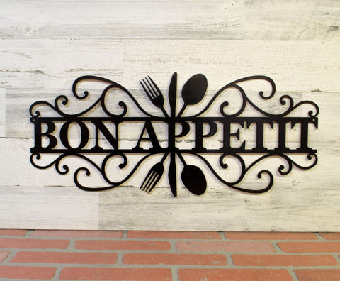 Bon Appetit Metal Sign Kitchen Wall Decor Mothers Day Gift Dining Room Wall Art Decorations