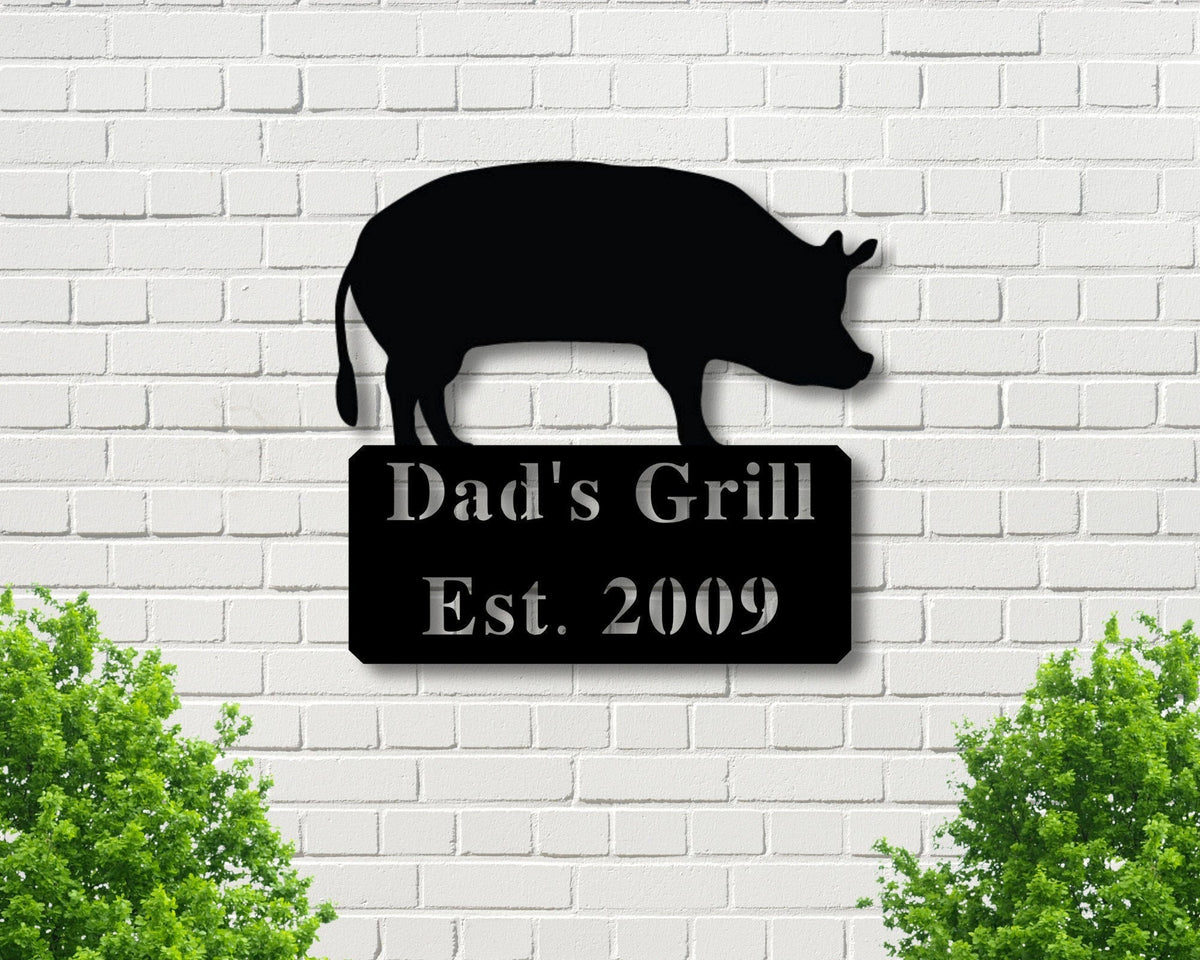 Personalized Metal Bbq Sign Outdoor Sign Indoor Bbq Grill Sign Outdoor Kitchen Metal Signs Personalized Grill Sign Personalized Pig Decorations