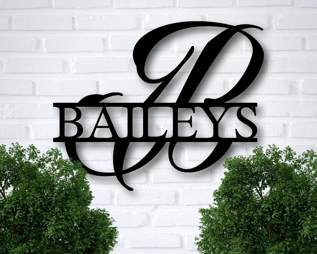 Personalized Family Name Metal Sign Personalized Split Monogram Sign Front Porch Sign Housewarming Gift Wedding Gift Sign Decorations