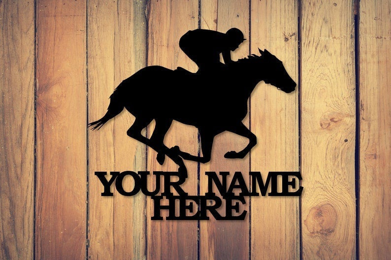 Custom Horse Racing Metal Sign Personalized Metal Horse Decor Horse Racing Wall Hanging Decorations