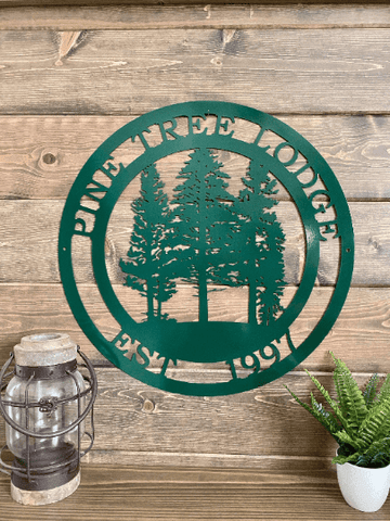 Personalized Pine Tree Metal Sign Cut Metal Sign Metal House Sign Decorations