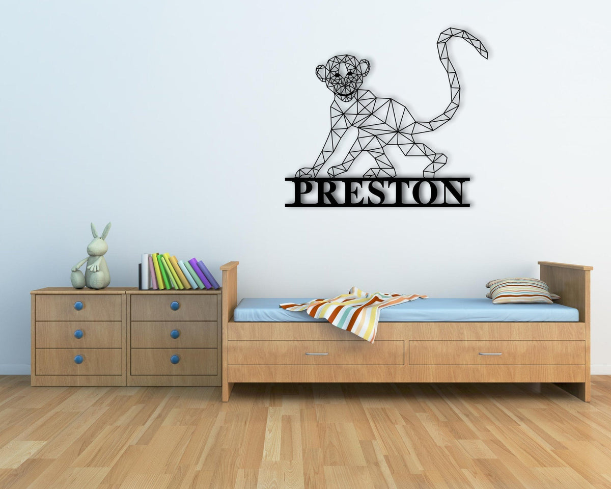 Personalized Metal Monkey Sign Custom Monkey Sign Kids Room Art Nursery Decor Safari Kids Room Decor Decorations