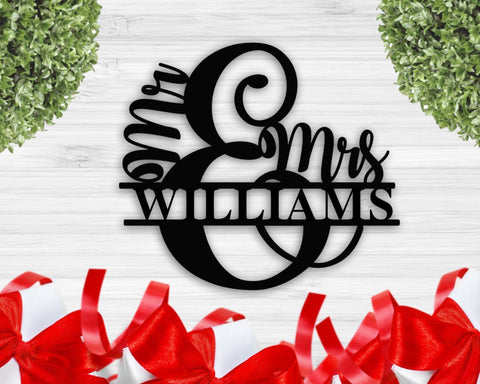 Personalized Sign Metal Family Name Sign Mr And Mrs Sign Last Name Sign Wedding Gift Custom Anniversary Gift Newlywed Gift Decorations