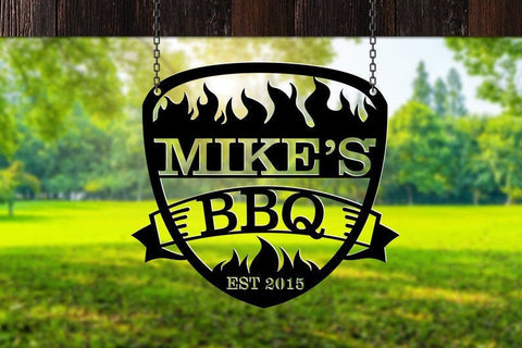 Personalized Bbq Sign Metal Custom Name Bbq Sign Outdoor Sign Bbq Grill Sign Outdoor Kitchen Metal Signs Gift For Dad Decorations