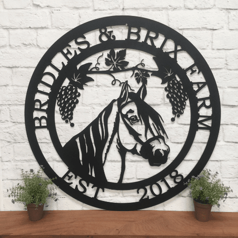 Grapevine Horse Ranch Sign Cut Metal Sign Metal House Sign Decorations