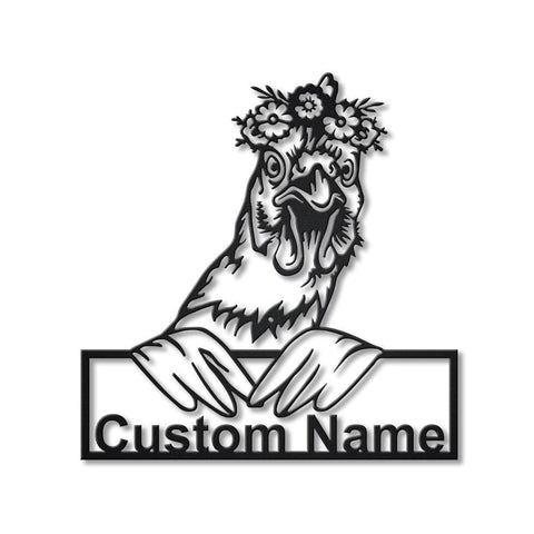 Personalized Floral Chicken Metal Sign Art, Custom Floral Chicken Metal Sign, Animal Funny, Pets Gift, Birthday Gift, Laser Cut Metal Signs Custom Gift Ideas