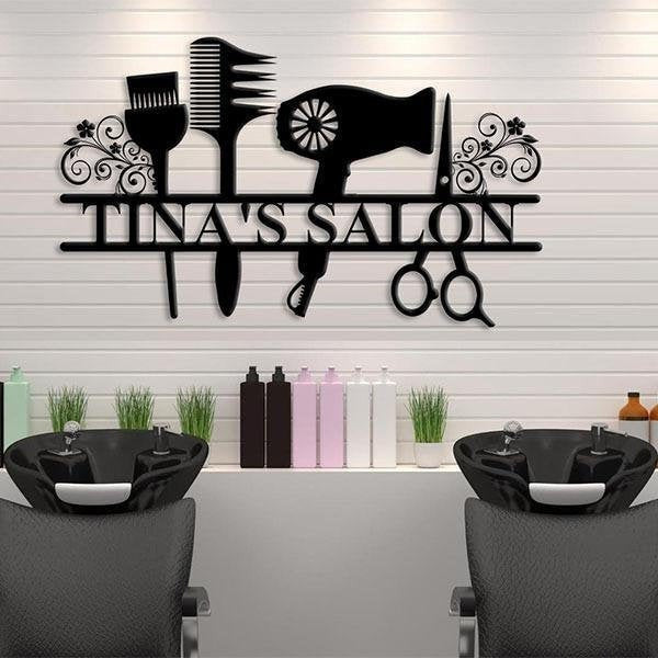 Hair Stylist Salon Metal Sign Name Custom Business Decor Custom Metal Sign Hair Stylist Gift Salon Wall Art Decorations