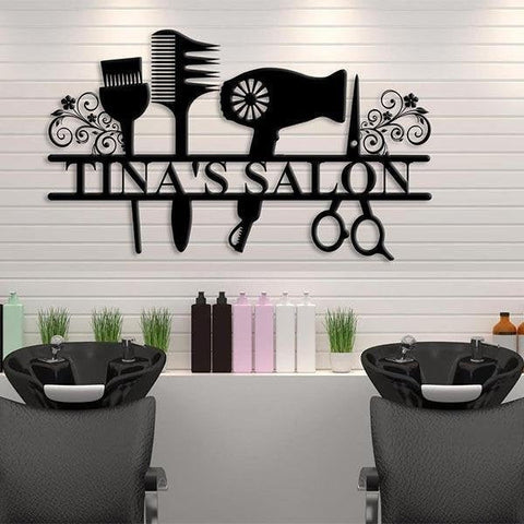 Hair Stylist Salon Metal Sign Name Custom Business Decor Custom Metal Sign Hair Stylist Gift Salon Wall Art Decorations