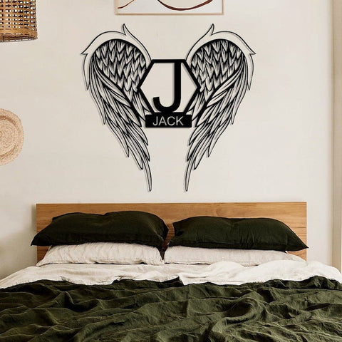 Personalized Metal Angel Wings Name Sign metal Monogram Signfamily Name Signmetal Signpersonalized Gifthousewarming Gift Decorations