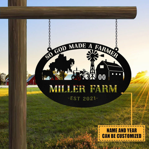 Metal Farm Sign Barn Tractor Monogram, Custom Farmhouse, Wall Decor Gift, Metal Laser Cut Metal Signs Custom Gift Ideas
