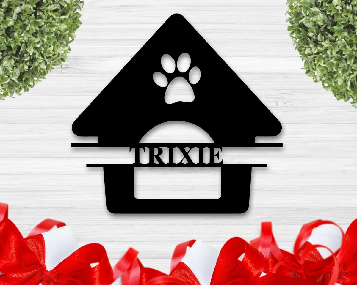 Pet Name Sign Personalized Name Sign Dog Name Sign Pet Metal Sign Dog House Sign Puppy House Gift Doghouse Sign Dog Paw Sign Decorations