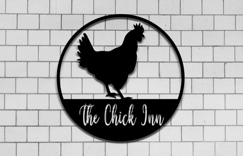 The Chick Inn, Round Chicken Metal Sign, Established Year, Farm Decor, Barn Decor, Chicken Sign, Personalized Coop Sign, Hen House, Laser Cut Metal Signs Custom Gift Ideas