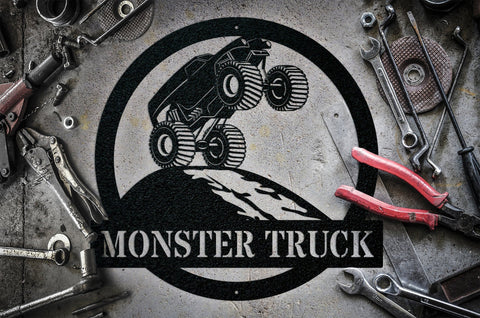 Monster Truck Sign Metal Monster Truck Name Sign Monster Truck Kids Name Sign Custom Metal Sign Truck Room Sign Decorations