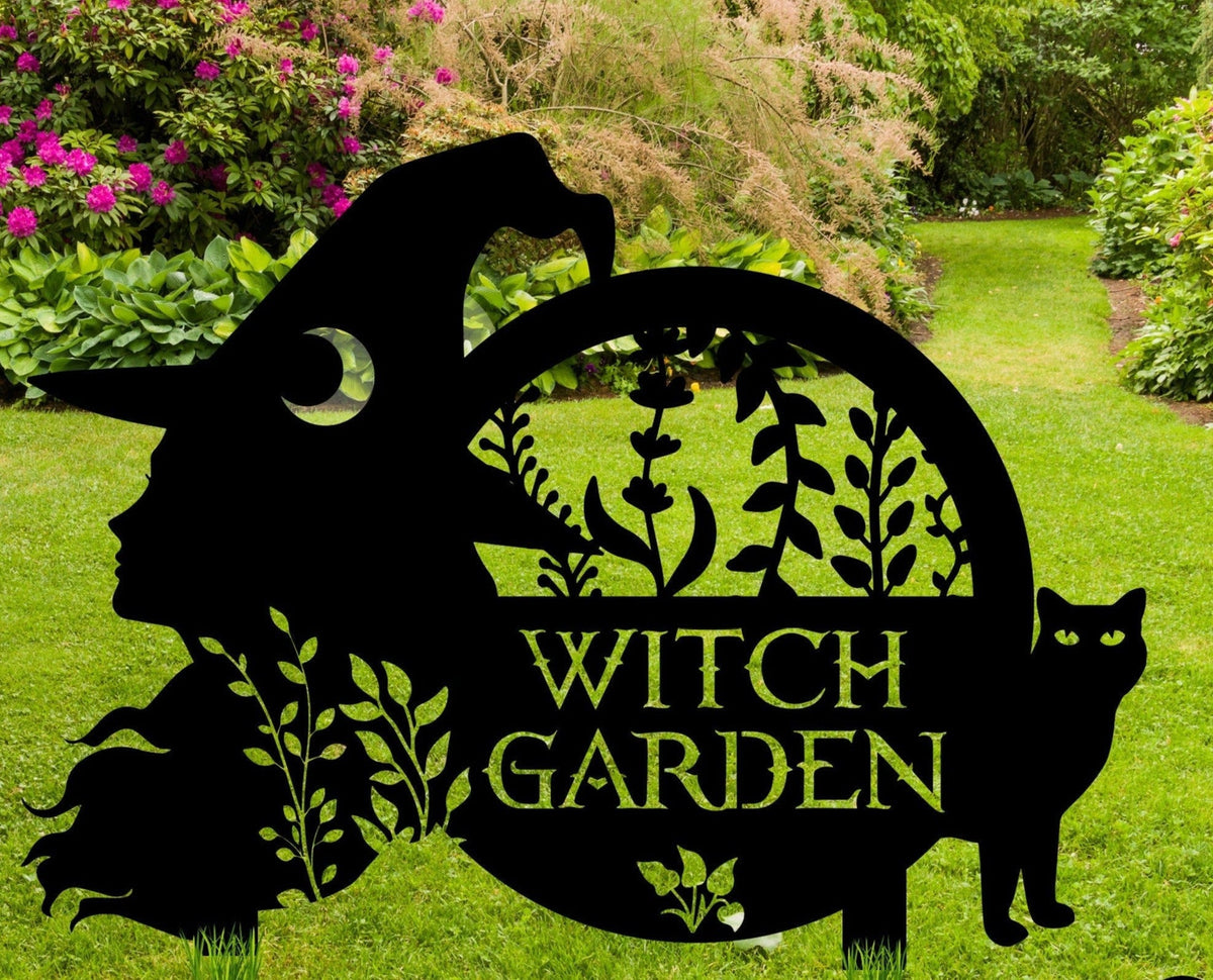 Metal Witch Sign Witch Garden Sign Hanging Herb Garden Sign Magic Garden Sign Gift For Witches Custom Witch Housewarming Decorations