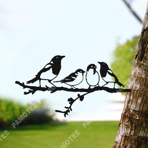 Four Birds On Branch Tree Metal Art, House Warming Garden Decoration, Metal Laser Cut Metal Signs Custom Gift Ideas