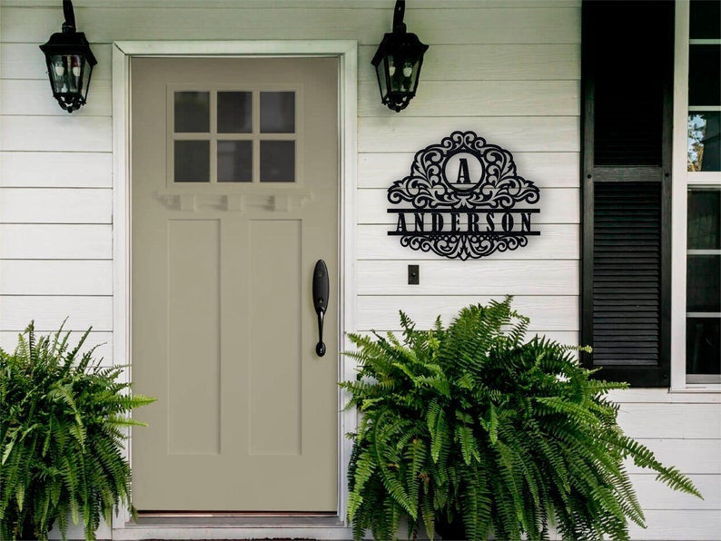 Front Porch Sign Metal Sign Family Sign Housewarming Gift Wedding Gift Metal Monogram Sign Decorations