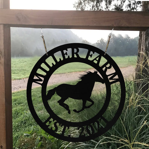 Personalized Metal Horse Sign Monogram, Outdoor Farm, Farmhouse, Ranch, Stable, Metal Laser Cut Metal Signs Custom Gift Ideas