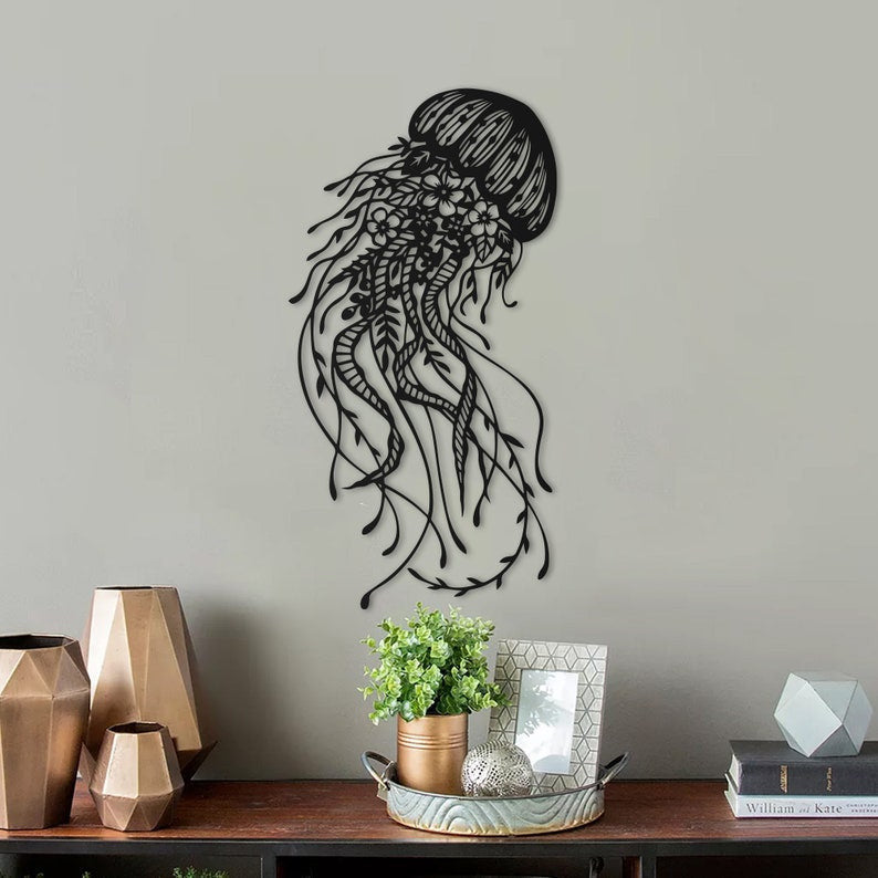 Jellyfish Metal Wall Decor Metal Wall Sculpture For Kitchen Living Room Office Decorations