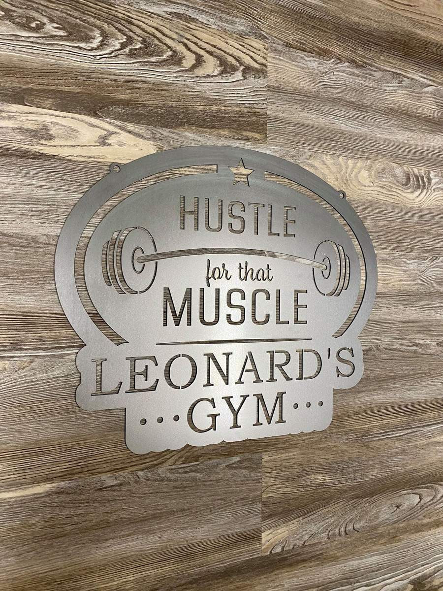 Personalized Metal Hustle Gym Sign Cut Metal Sign Metal House Sign Decorations