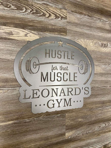 Personalized Metal Hustle Gym Sign Cut Metal Sign Metal House Sign Decorations