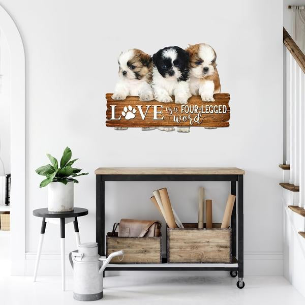 Shih Tzu Love Is A Fourlegged Word Cut Metal Sign Cut Metal Sign Decorations