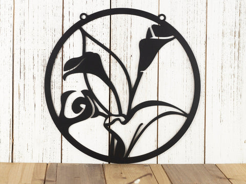 Calla Lily Flower Garden Sign Outdoor Garden Decor Metal Garden Sign Mothers Day Laser Cut Sign Matte Black Shown Decorations